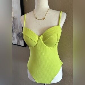Neon yellow bustier bodysuit dressy chic